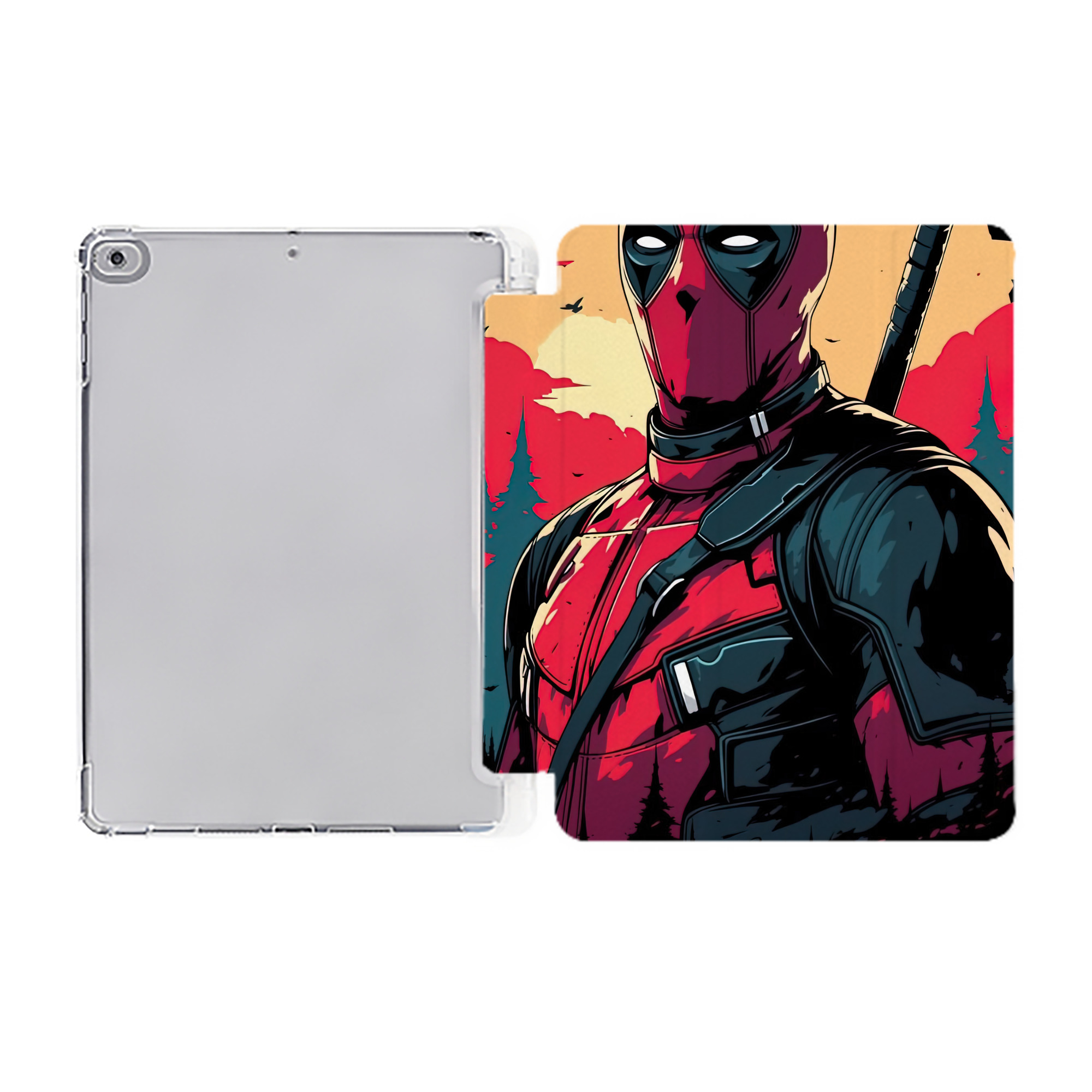 （画像用） Deadpool デッドプール IPad ケース ペン収納付き 三つ折りスタンド PUレザー×シリコン 対応機種9.5/10.5/10.9インチ